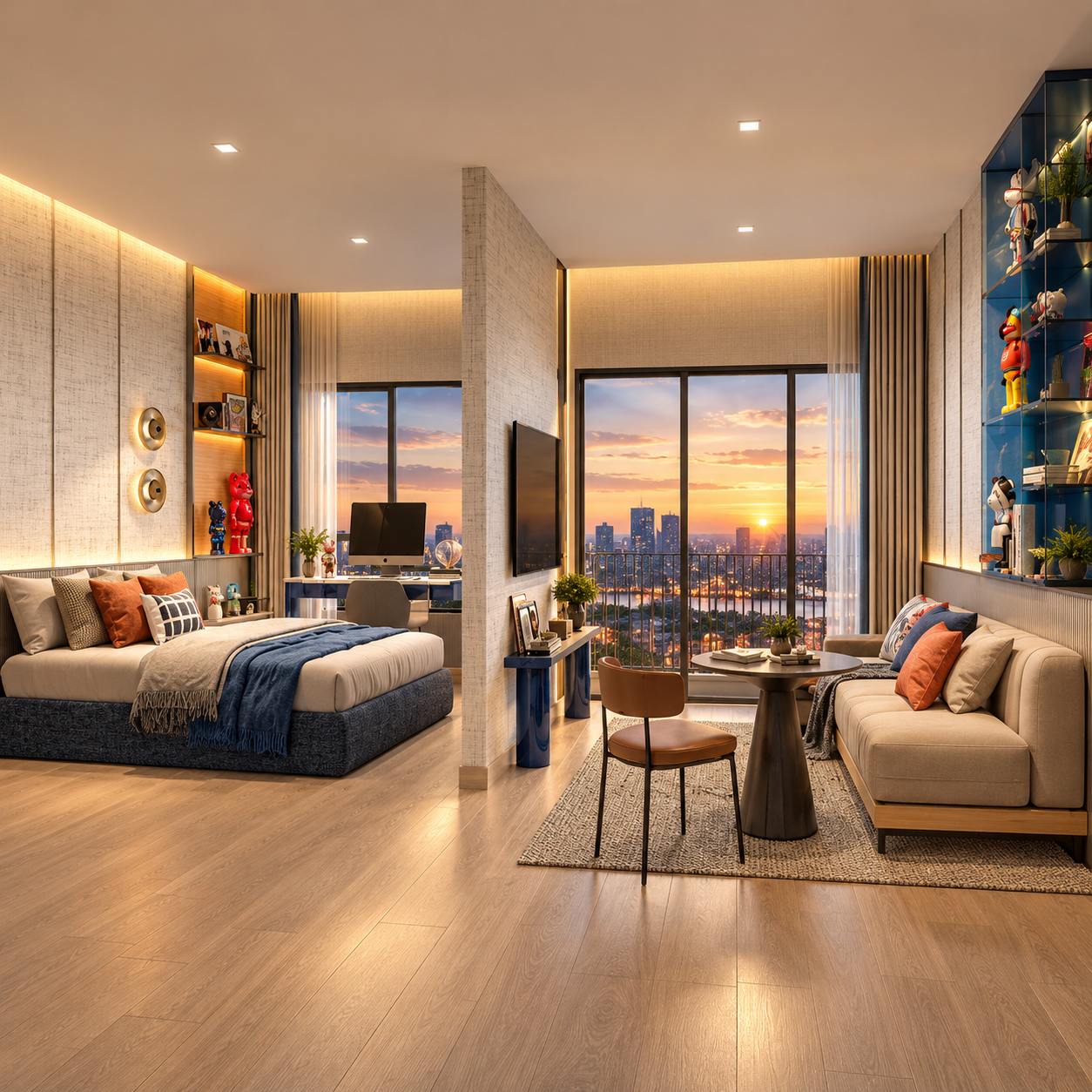 Contemporary simplex residence with panoramic Bangkok view at XELF by Sansiri