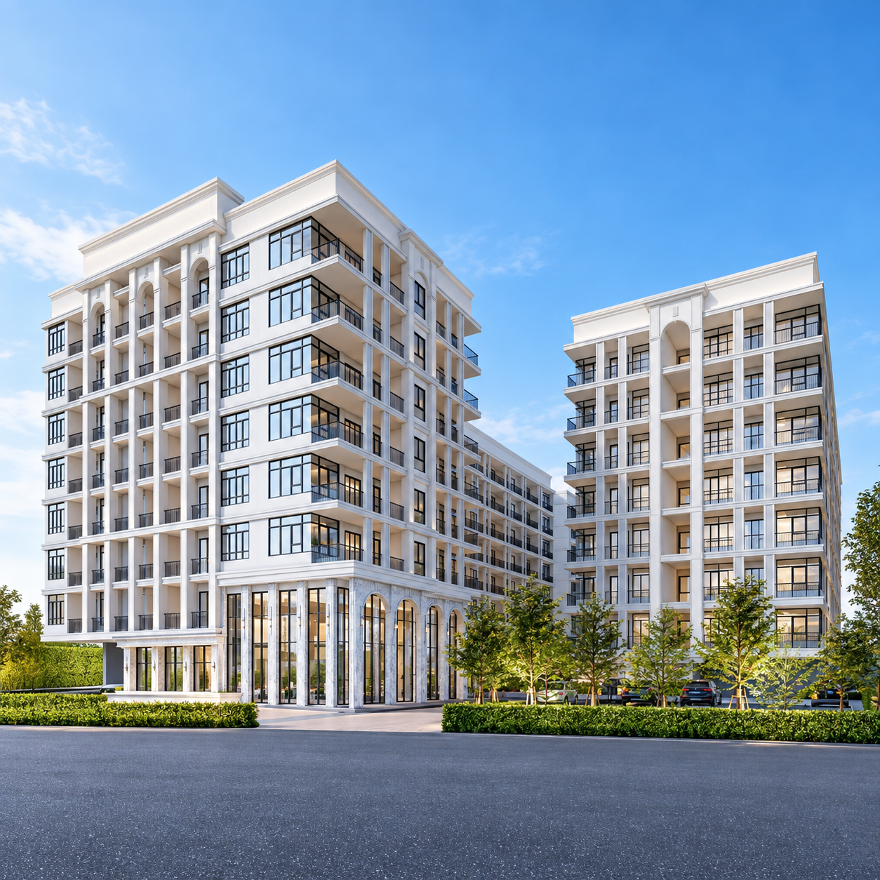 The Indeed Condo Pattaya classical white facade, Jomtien