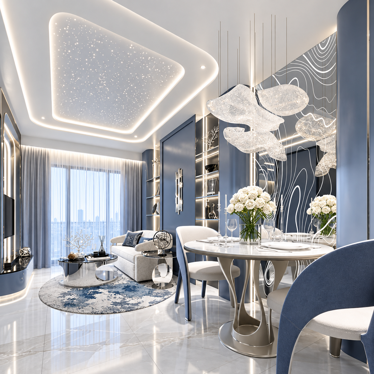 Open-plan dining and living interior at Embassy World Jomtien