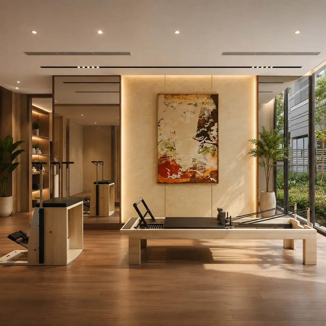 Pilates studio with garden views at Valles Haus