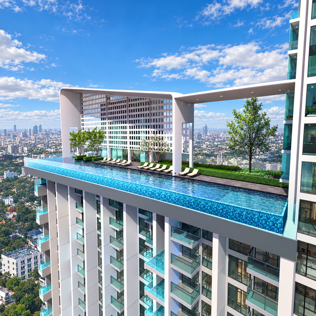 Copacabana Coral Reef elevated cantilever swimming pool, architectural rendering