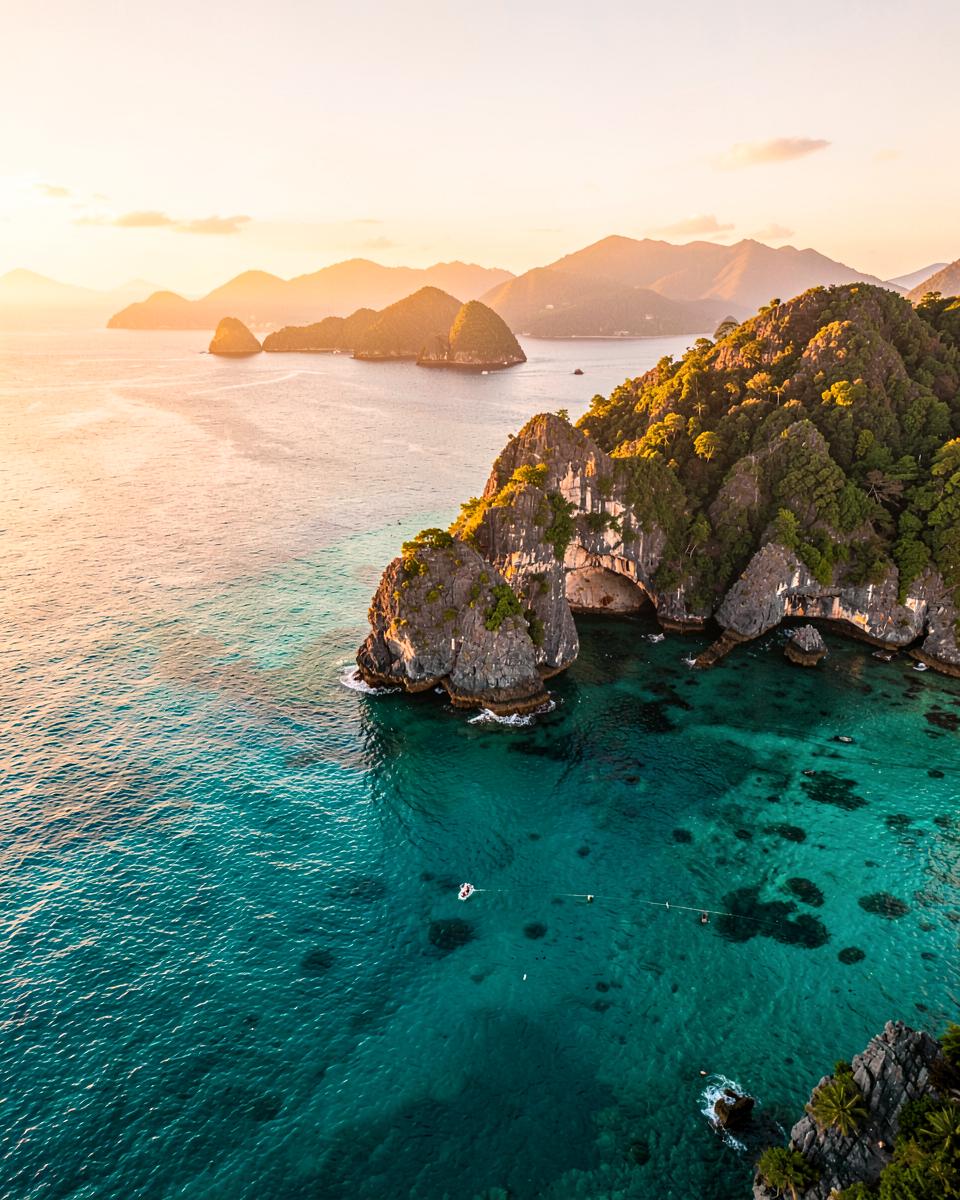 Phuket coastline with limestone cliffs and turquoise water